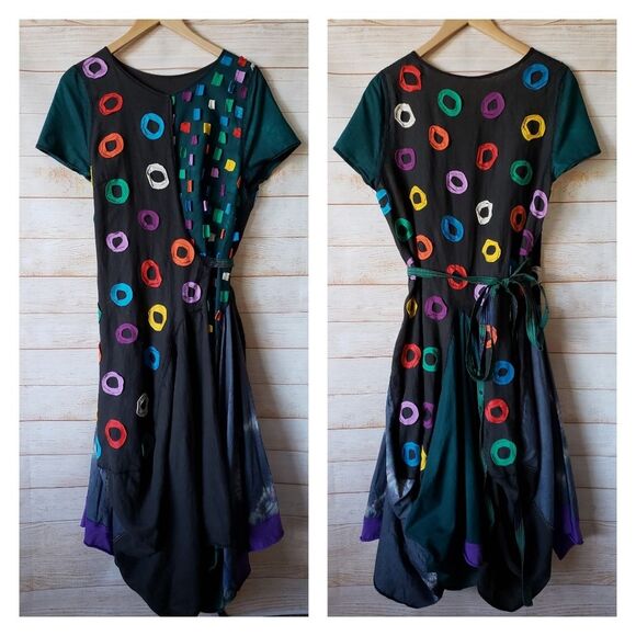 Unbranded Asymmetric Wrap Short Sleeve Dress. One of a Kind! - Picture 1 of 11